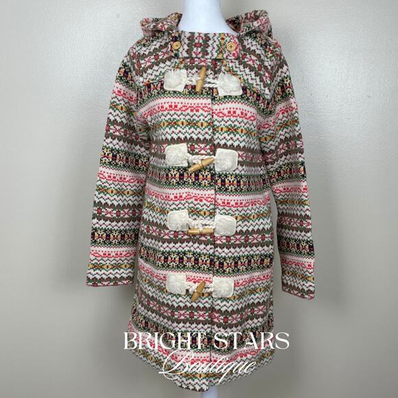 Rare Fair Isle Duffle Coat ASO Sookie Gilmore Girls Multicolor Womens Small Knit - Picture 5 of 13